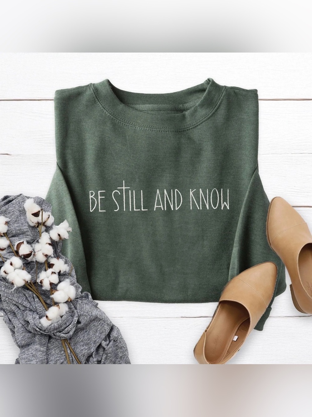 Be still and know new embroidered sweatshirt medium or large